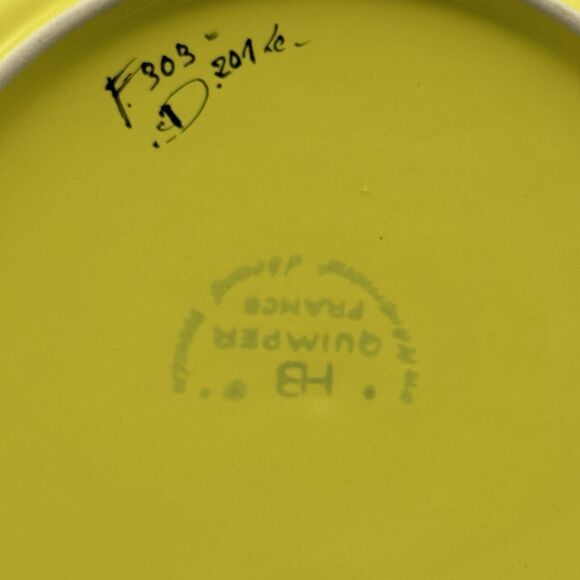 HB Henriot Quimper SOLEIL YELLOW Breton Woman Octagonal 10 1/4" Dinner Plate - Picture 6 of 8